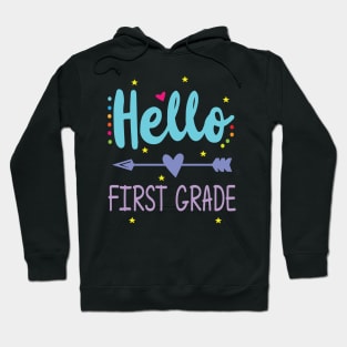 Heart Arrow Teacher Student Back To School Hello First Grade Hoodie